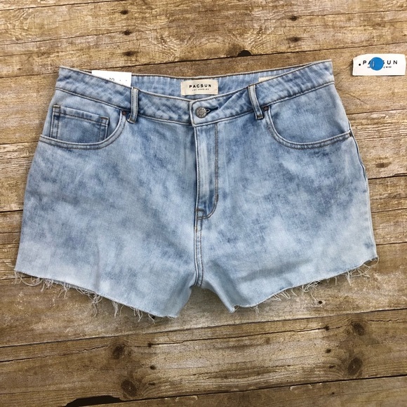 Pacsun Reef Blue Acid Wash High Rise Shorts - Picture 1 of 4